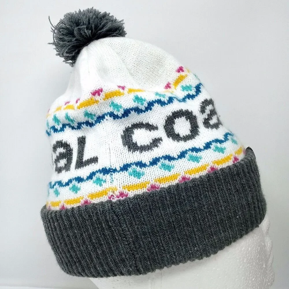 Coal Headwear Grey & White Pom Pom Winter Knit Ski Snowboard Beanie Hat